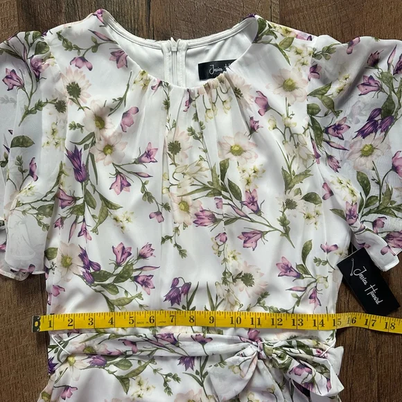 Women's Jessica Howard White Purple Floral High Low Dress Size 6 - Picture 9 of 14